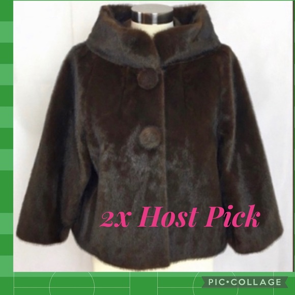 Brown Faux Fur Shrug Jackie O Style - Picture 2 of 3